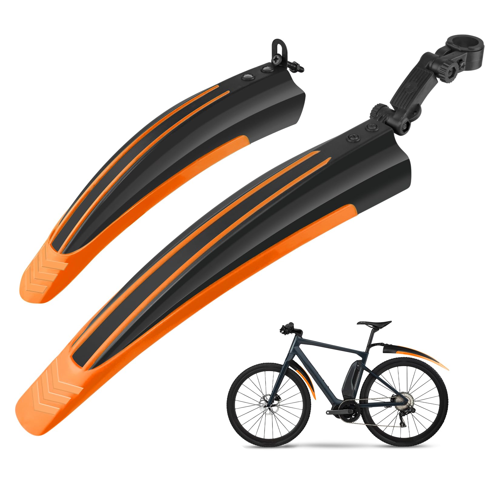 Ledeak Bike Mudguard Set, Portable Adjustable Road Mountain Bike Bicycle Cycling Tires Front and Rear Mud Guard Fenders for MTB Mountain Road Bike(Orange)