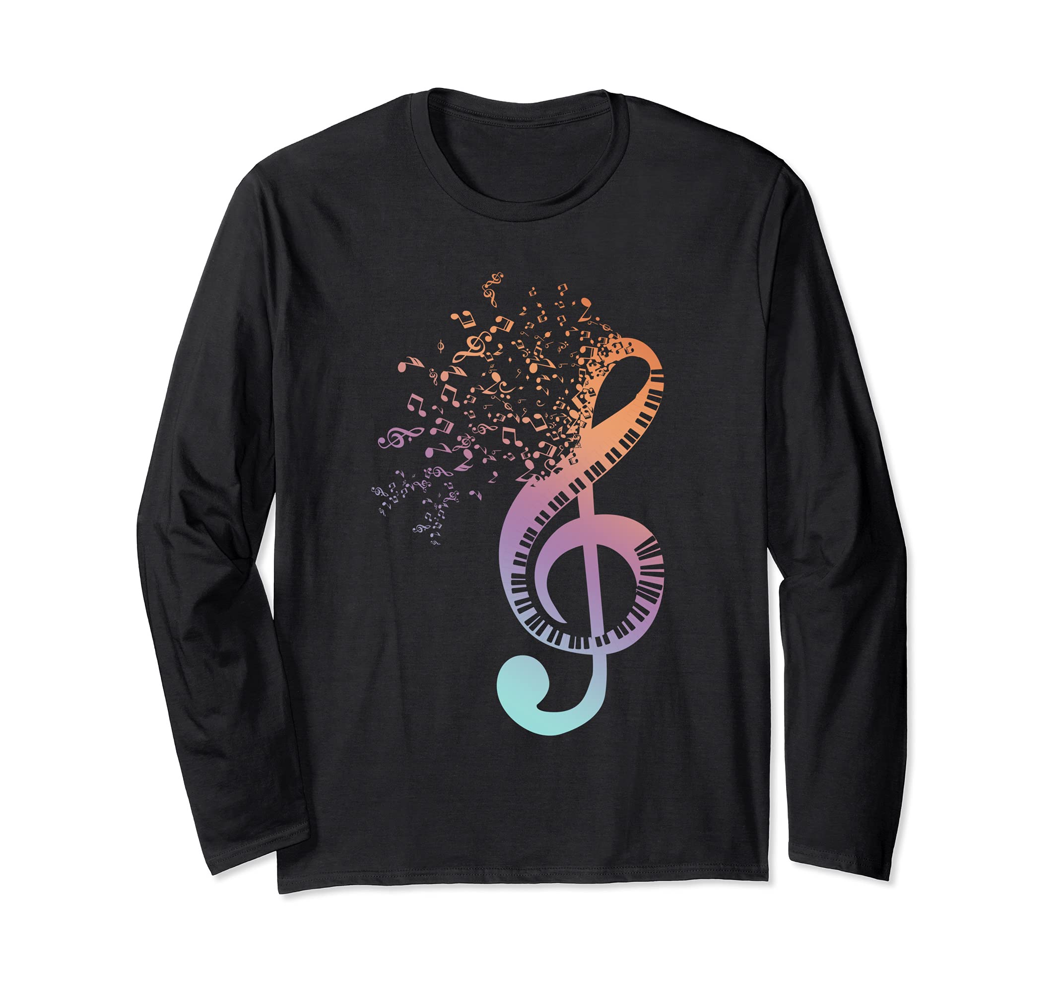 Treble Clef Keyboard Classical Music Notes Pianist Piano Long Sleeve T-Shirt