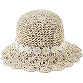 Lcaiualu Baby Girl Sun Hat for Toddler Straw Hats Kids Bucket Hat with Bow Flower Baby Sun Cap for Girls Beach Summer Outdoor