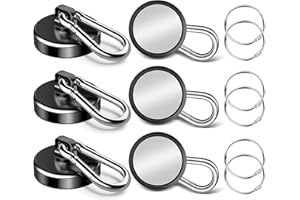 VSKIZ Magnetic Hooks, 70Lbs Heavy Duty Magnetic Hooks with Swivel Carabiner for Cruise Cabins, 6 Pack Extral Strong Neodymium Magnet Hooks for Hanging, Metal Magnetic Hanger for Toolbox, Grill, Fridge