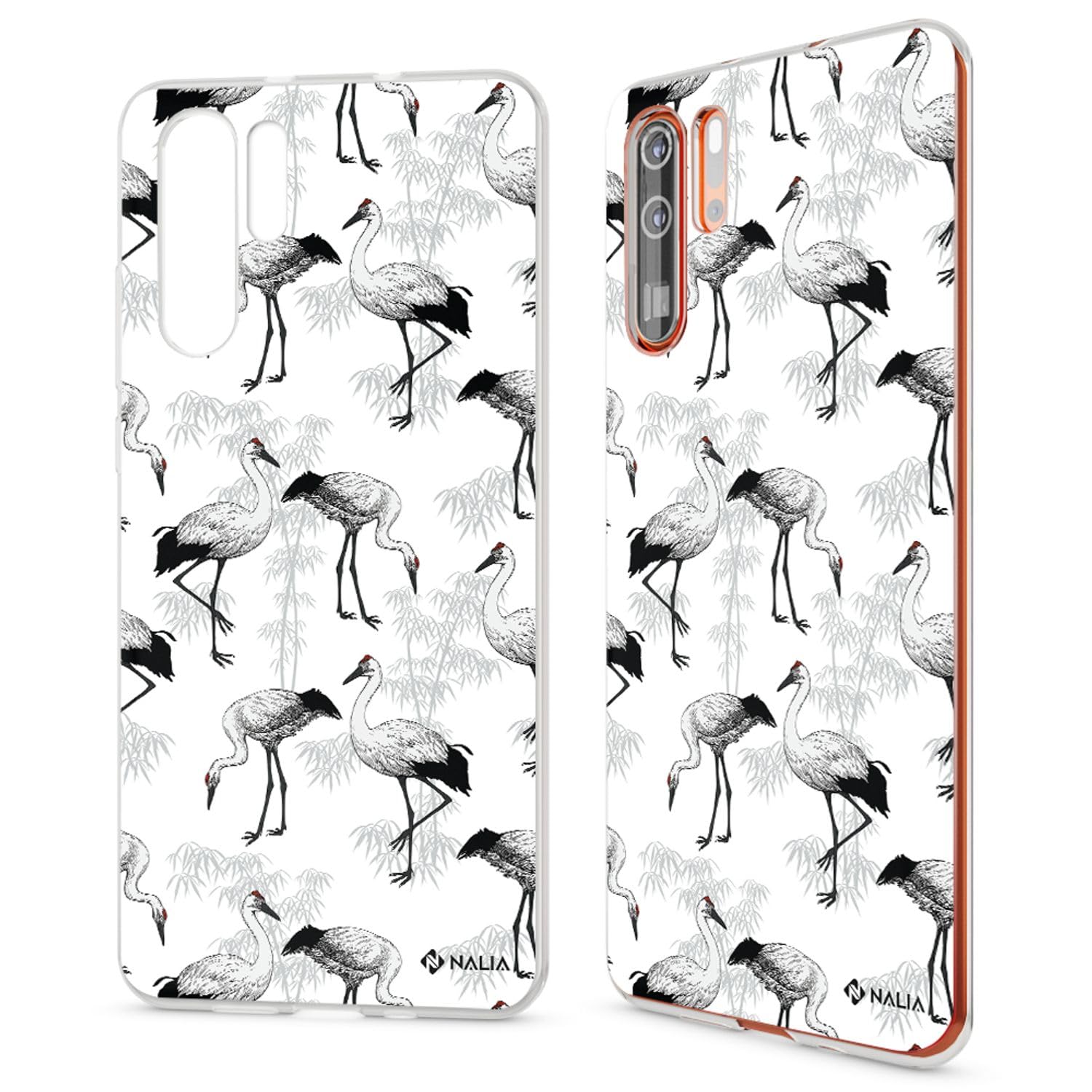 NALIA Case compatible with Huawei P30 Pro, Motif Design Ultra-Thin Silicone Pattern Cover Phone Protector Skin, Slim Shockproof Gel Bumper Protective Anti-Choc Backcover, Designs:Stork — image 1