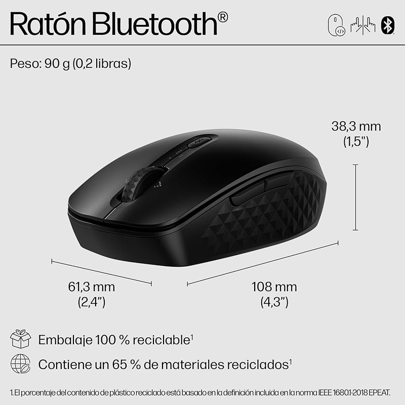 Rato Bluetooth Programável 420 (4000 DPI, roda inclinável, cliques silenciosos, Instant Connect, autonomia de bateria de 24 meses, Windows 11; Windows 10; macOS; ChromeOS) Cor Preto