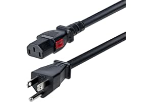 StarTech 6ft (2m) Heavy Duty Power Cord, NEMA 5-15P to Locking C13, 125V 15A, 14AWG, Replacement AC Computer Power Cable, UL 