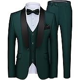 MAGE MALE Men's 3 Piece Suit Slim Fit Solid One Button Party Wedding Tuxedo Suits Blazer Jacket Vest Pants Set