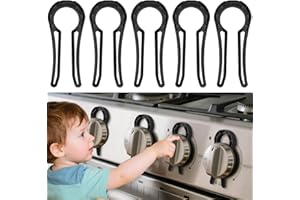 STOVE STOPPAZ Gas Stove Knob Locks Protecting Kids and Pets; Oven Knob Covers for Child Safety (5 Pack,Black)