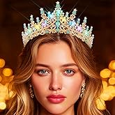 Kilshye Light Up Rhinestone Crown Gold Wedding Tiara Prom Costume Hair Accessories for Women
