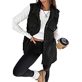 FOTKLAX Women's Fleece Sherpa Vest Trendy Long Vests Sleeveless Jacket Oversized Trendy Button Down In Fall And Winter