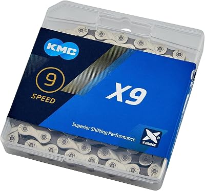 KMC X9 9 Speed Chain Silver Grey 122 Links MissingLink Included