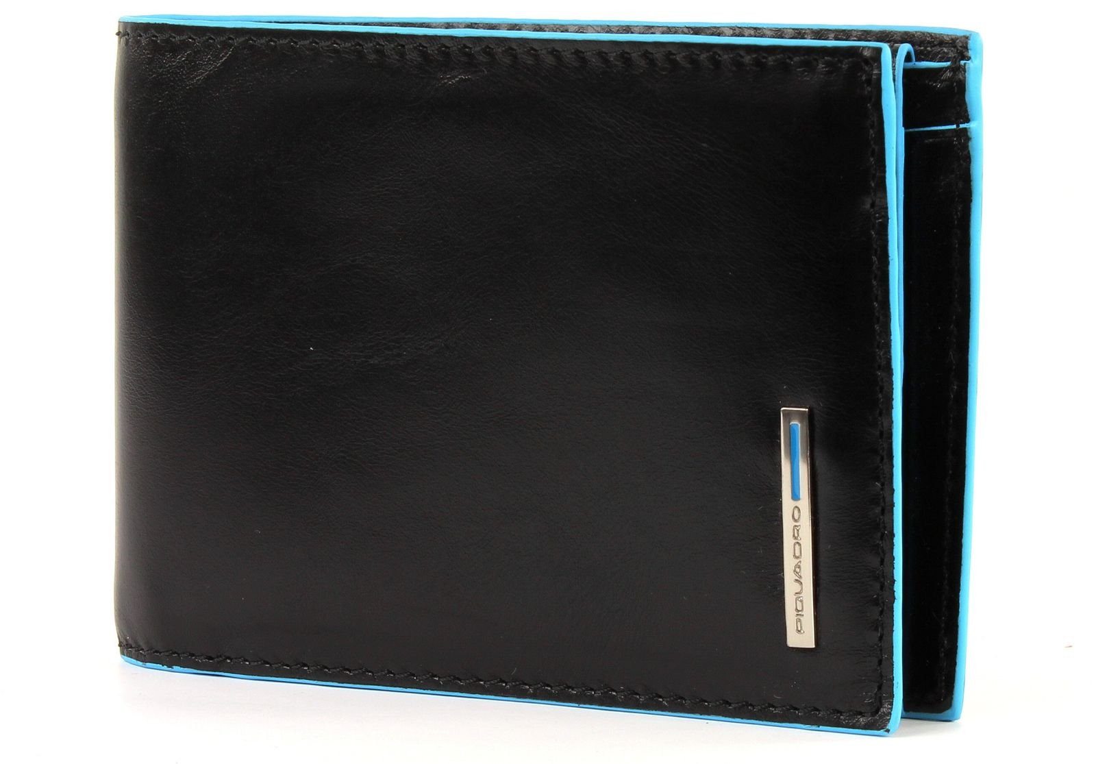 PIQUADRO Blue Square Coin Purse with 4 Slots for Credit Cards, 12 cm, 0.43 litres, Black — image 1