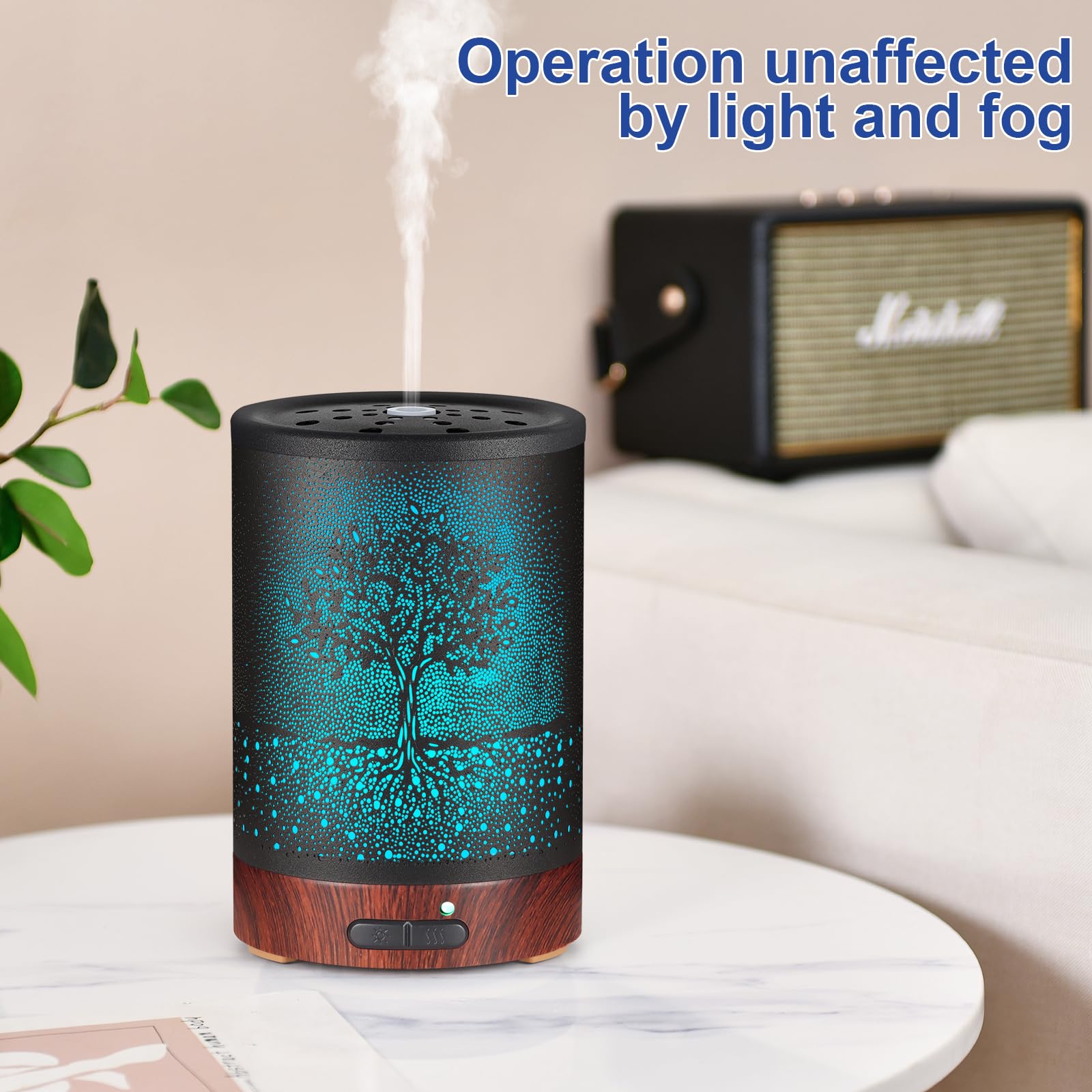 Essential Oil Diffuser- Aromatherapy Diffuser with7 Colors Light and Auto-Off for Women Metal Cool Mist Humidifier for Home and Office for Mom Women(Tree)