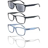 MODFANS Oversize Reading Glasses 1.5 for Men Women,Large Readers Men Square Frame Sunreaders Lightweight Spring Hinge Arm Mixed Color with 4 Pouch