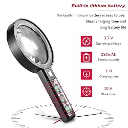 Magnifying Glass with Light, USB Rechargeable 5X