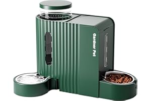 Gardner Pet Automatic Gravity Pet Feeder, 0.8 Gallons*2 Dog Feeder and Water Dispenser Set 100% BPA-Free, 2-in-1 Gravity Feeder with Stainless Steel Bowl for Dogs, Cats, Rabbits, Puppies (Green)