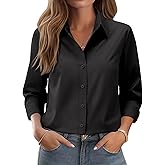 siliteelon Button Down Shirts for Women: Wrinkle Free Long Sleeve Regular Fit Collared Dress Shirt Solid Formal Office