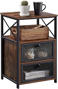VECELO Night Stand, End Side Table with Storage Space and Door,Modern Nightstands for Living Room,Bedroom, Brown