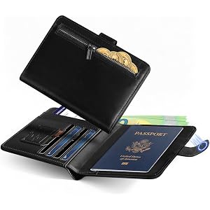 LORZOR Passport Holder for Travel: RFID Blocking Full Grain Leather Passport Wallet for Men - Slim Minimalist Bi-fold Passpor