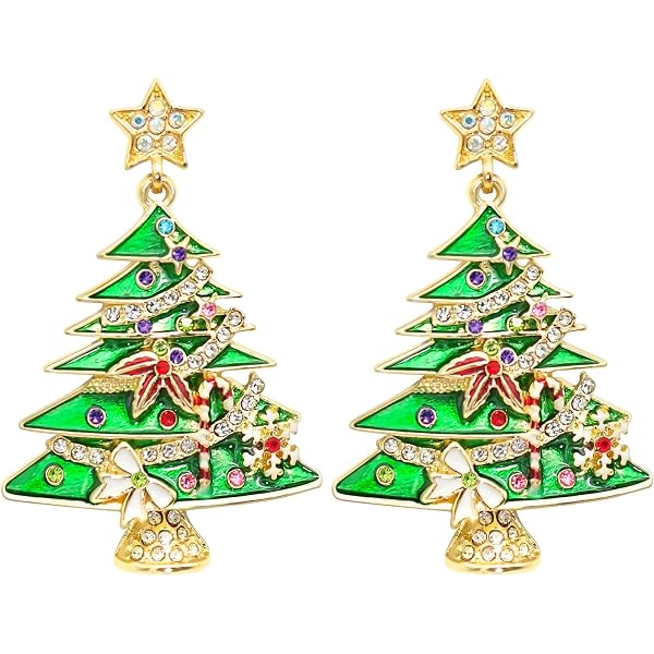 Christmas Dangle Earrings For Women - Acrylic Holiday Earrings With Santa, Snowman & Elk Designs