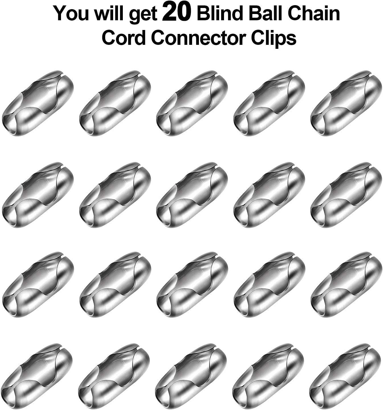 20 Pieces Vertical Chain Connector Replacement Clips Roman Blind Ball Chain Cord Connector, White, 1.7 x 0.7 cm - Image 4