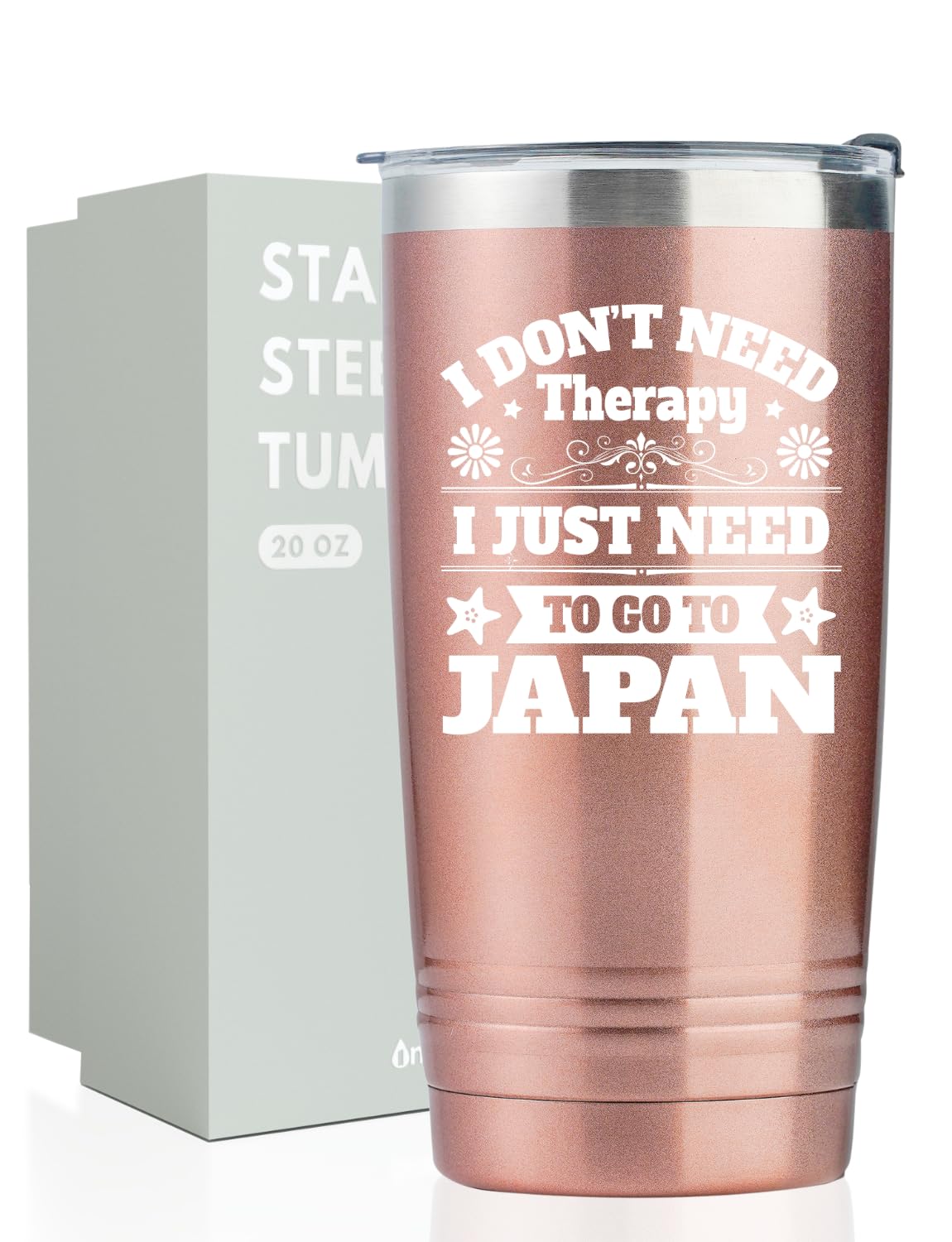 Onebttl Japanese Gifts for Men Women, Japanese Themed Travel Gifts for Friends, 20oz Stainless Steel Insulated Tumbler with Lid and Straw - I Just Need to Go to Japan