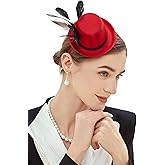 BABEYOND Mini Top Hat Fascinator Headband Feather Top Hat for Derby Tea Party