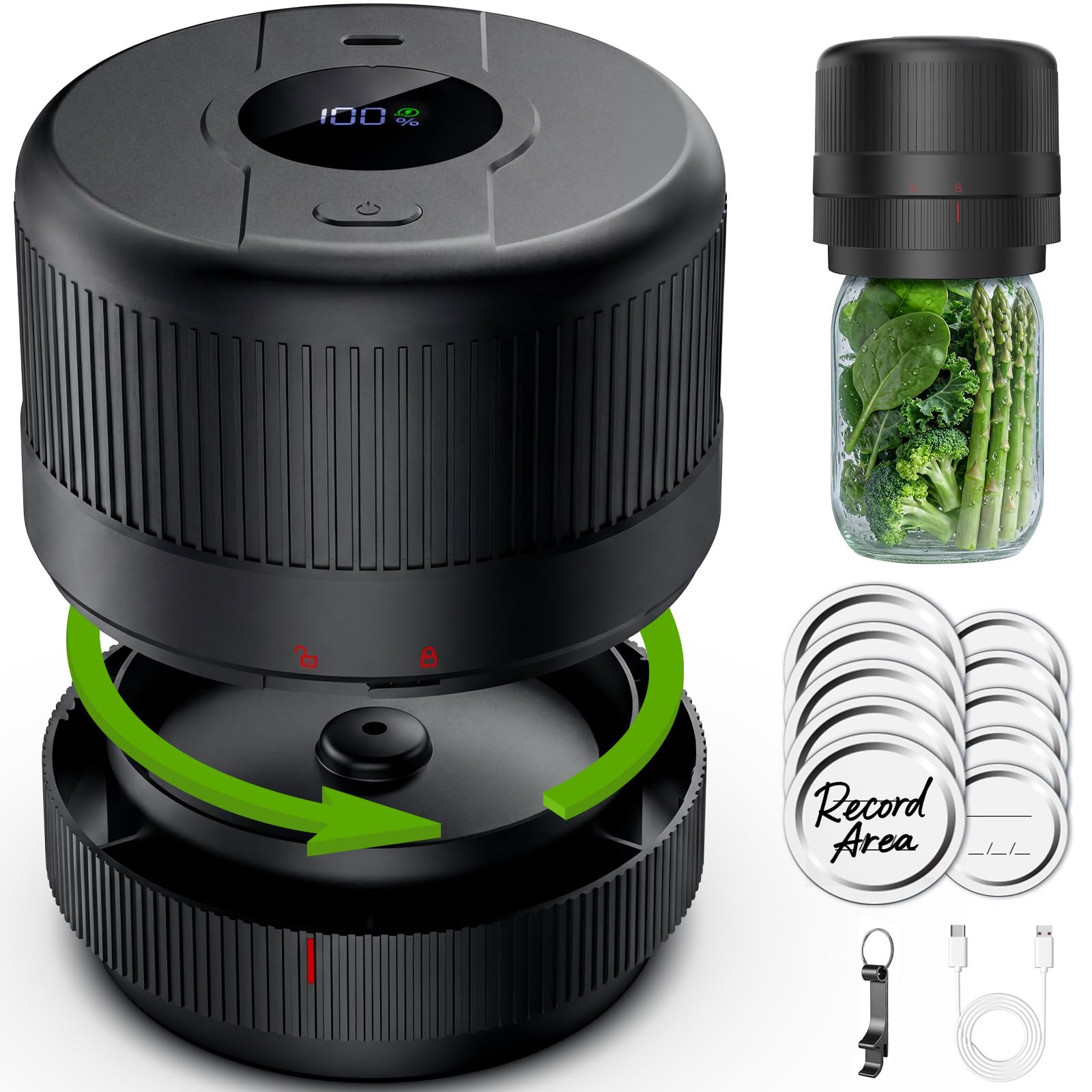 Photo 1 of Wothfav Mason Jar Vacuum Sealer Kit, Electric Sealer for Wide, Regular Mouth Mason Jars, Portable Vacuum Sealer for Jars, Birthday Gift for Her, Gifts for Mom, Grandma