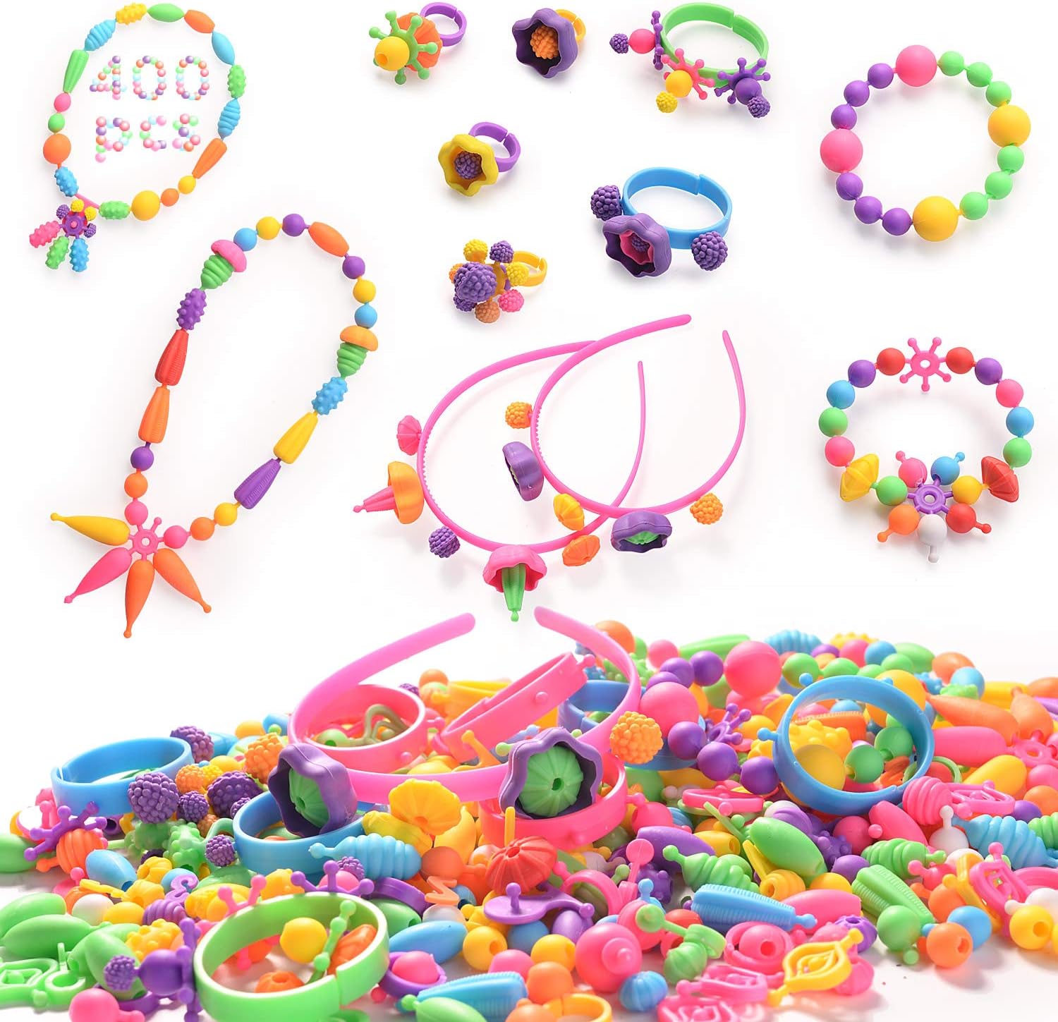 HellDoler Pop Beads,400pcs Kids Jewelry Making Kit Educational Arts and