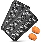 Myyaowl 2pc Nonstick Madeleine Pan for Baking, 12-Cavity Shell Shape Cake and Cookie Mold Tray, Carbon Steel Cookie Molds, Se