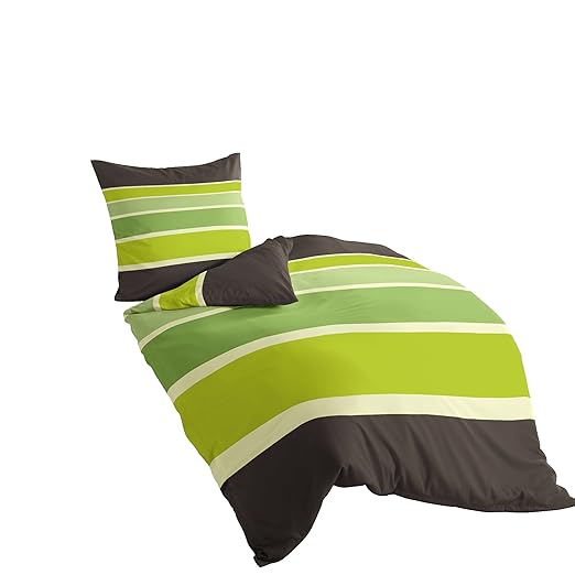 Bierbaum Bettwäsche 4757, Mako-Satin, Made in Germany, limone 18, 155x220 + 80x80 cm, Komfortgröße