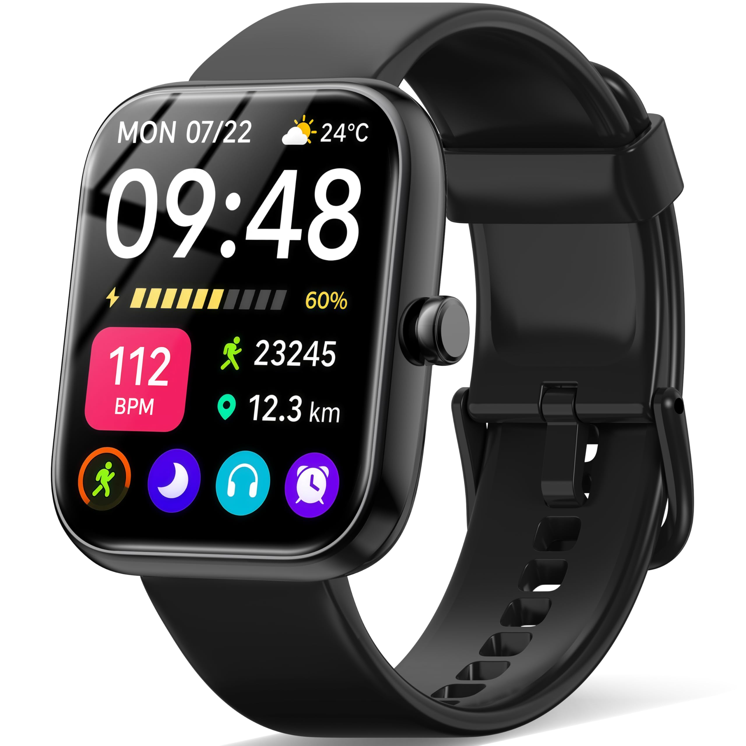 Smart Watch, 2025 Improved Performance Mode, Compatible with iPhone, Android, Bluetooth Call Function, 1.83-inch Large Screen, SMS/Line Notifications, Smart Watch, Activity Meter, Thin, Lightweight