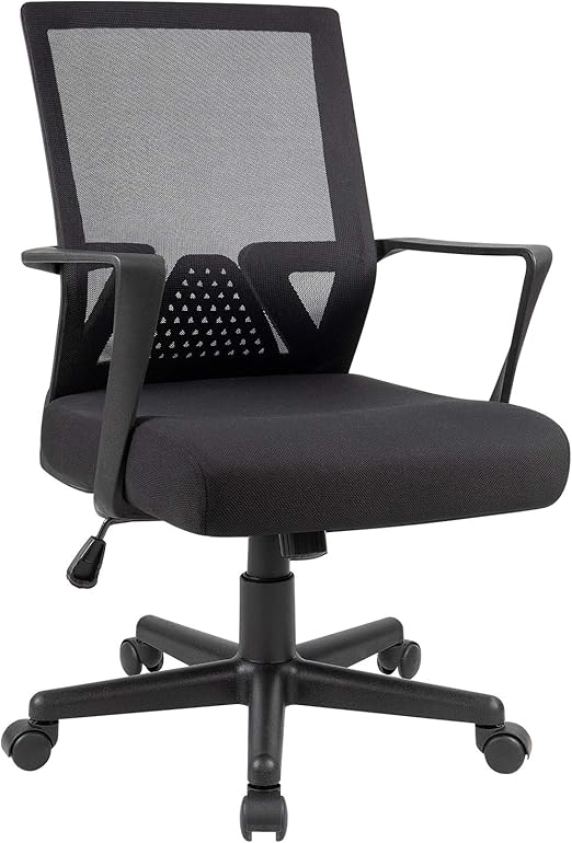 Amazon Com Furniwell Office Chair Ergonomic Desk Chair Mid Back Modern Computer Chair Task Swivel Chair Mesh Adjustable Chair With Lumbar Support Armrest Black Kitchen Dining