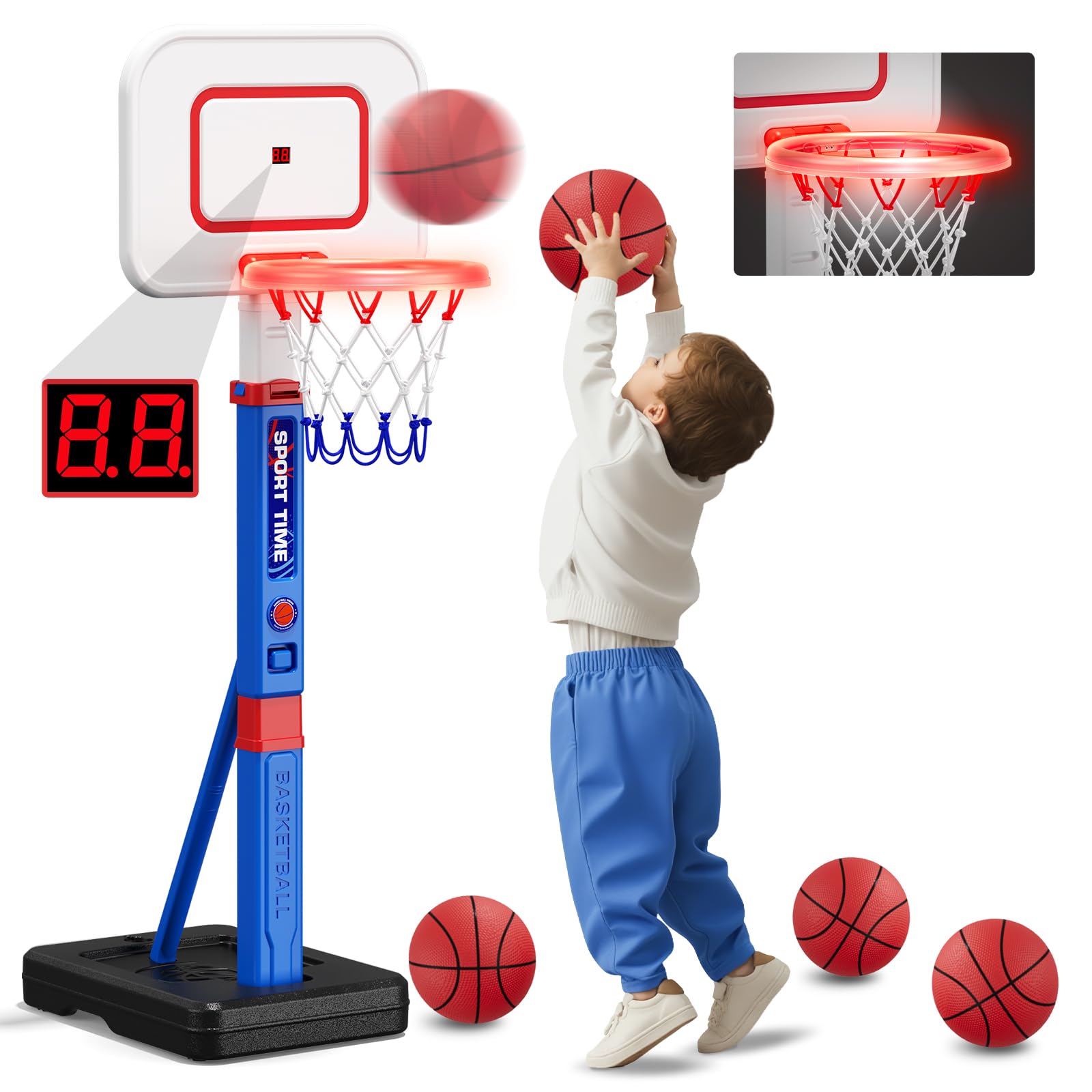 thumbnail image 2 of HYES Toddler Basketball Hoop Indoor, Kids Basketball Hoop 2 of 10