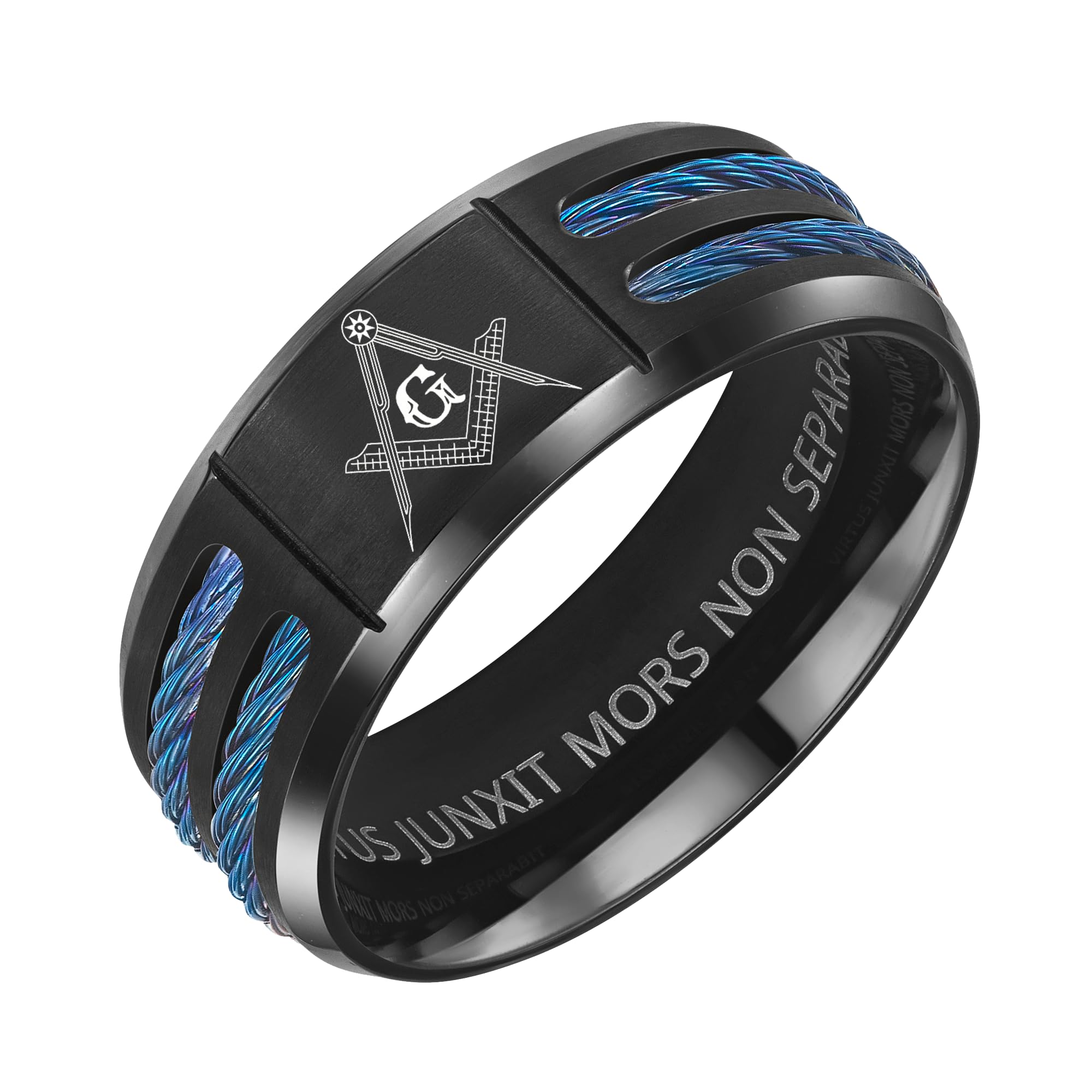 Masonic Freemason Master Engraved Signet Ring For Men, Steel 10