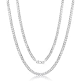 Aka Gioielli - Italian 925 Sterling Silver 5mm Curb Cuban Link Chain - Solid Sterling Silver Necklace for Women and Men - Made in Italy