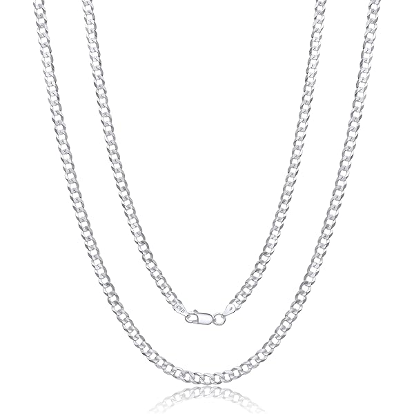 Amazon.com: Aka Gioielli - 925 Sterling Silver Curb Cuban Link