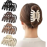 HFZRZFH 4 Pack Large Octopus Hair Claw Clips for Women, Strong Hold for Thick Long Hair, Matte Non-Slip Jaw Clips, Neutral Colors