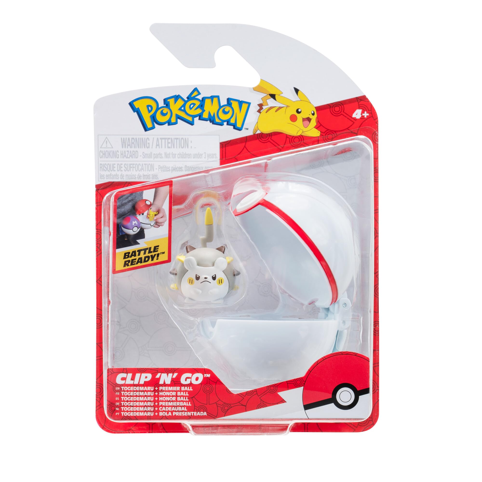 Pokémon Clip ‘N’ Go Togedemaru and Premier Ball - Includes 2-Inch Battle Figure and Premier Ball Accessory