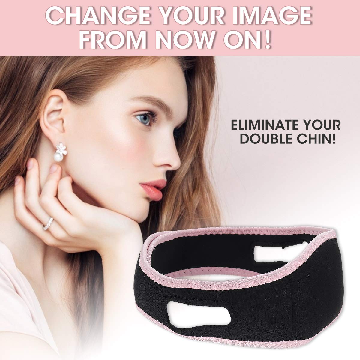 OUTERDO Facial Slimming Strap, Pain Free Lift the Face V line Shape Anti Wrinkle Chin Mask for Women for Face Neck and Chin Lift Double Effect Adjustable Pink : Beauty
