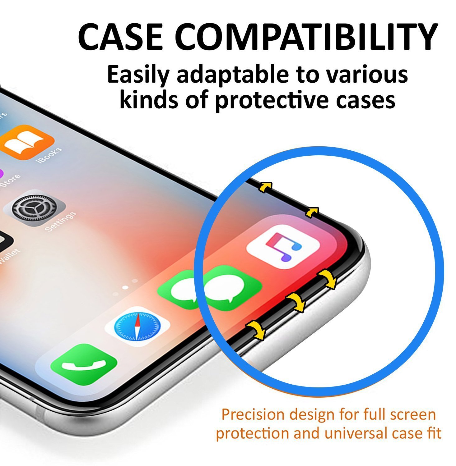 iPhone X Screen Protector, SAMAR iPhone X Tempered Glass, (3 in Pack) 3D Glass Display Case Friendly with (Alignment frame) Screen Protector for Apple iPhone X / 10 (2 Front, 1 Back)