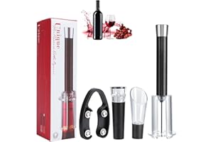BIRUNWER Wino on the Go Wine Opening Set, Air Pump Wine Bottle Opener Set, The Perfect Wine Opener, Wine Aerator Pourer Spout, Momentum Wine Opening Set, Wine Opener Pump(Aluminum head,Black)