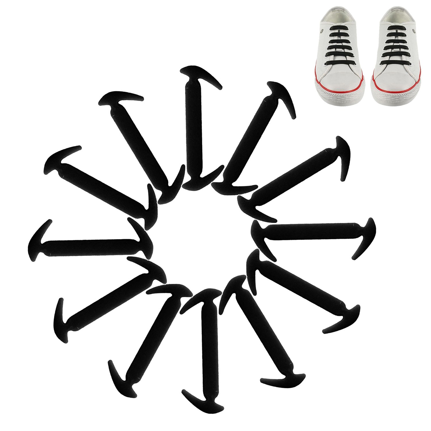 ブラック 12 B071p45rhp Pcゴムtie靴レースsilconeスニーカー靴紐なし子供大人 ブラック ウェアシューズアクセサリー 税込 Rumble Media