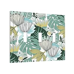 Retro Tropical Leaves 3 Gang Light Switch Cover