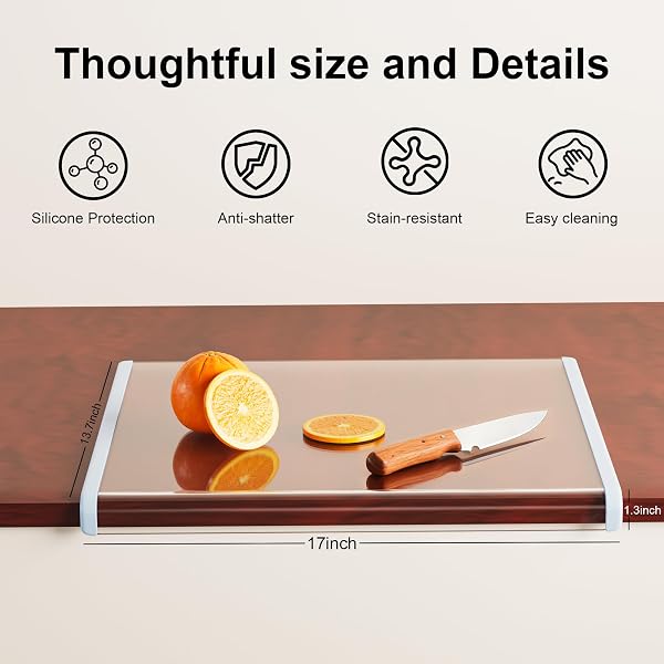 CLEAR GLASS CUTTING BOARD 17X13.3″ CUTTING BOARDS FOR KITCHEN COUNTERTOP,UPGRADED ACRYLIC CUTTING BOARD,PERFECT FOR BREAD,MEAT,VEGGIES & MORE,KITCHEN ESSENTIAL GADGETS (BLUE)