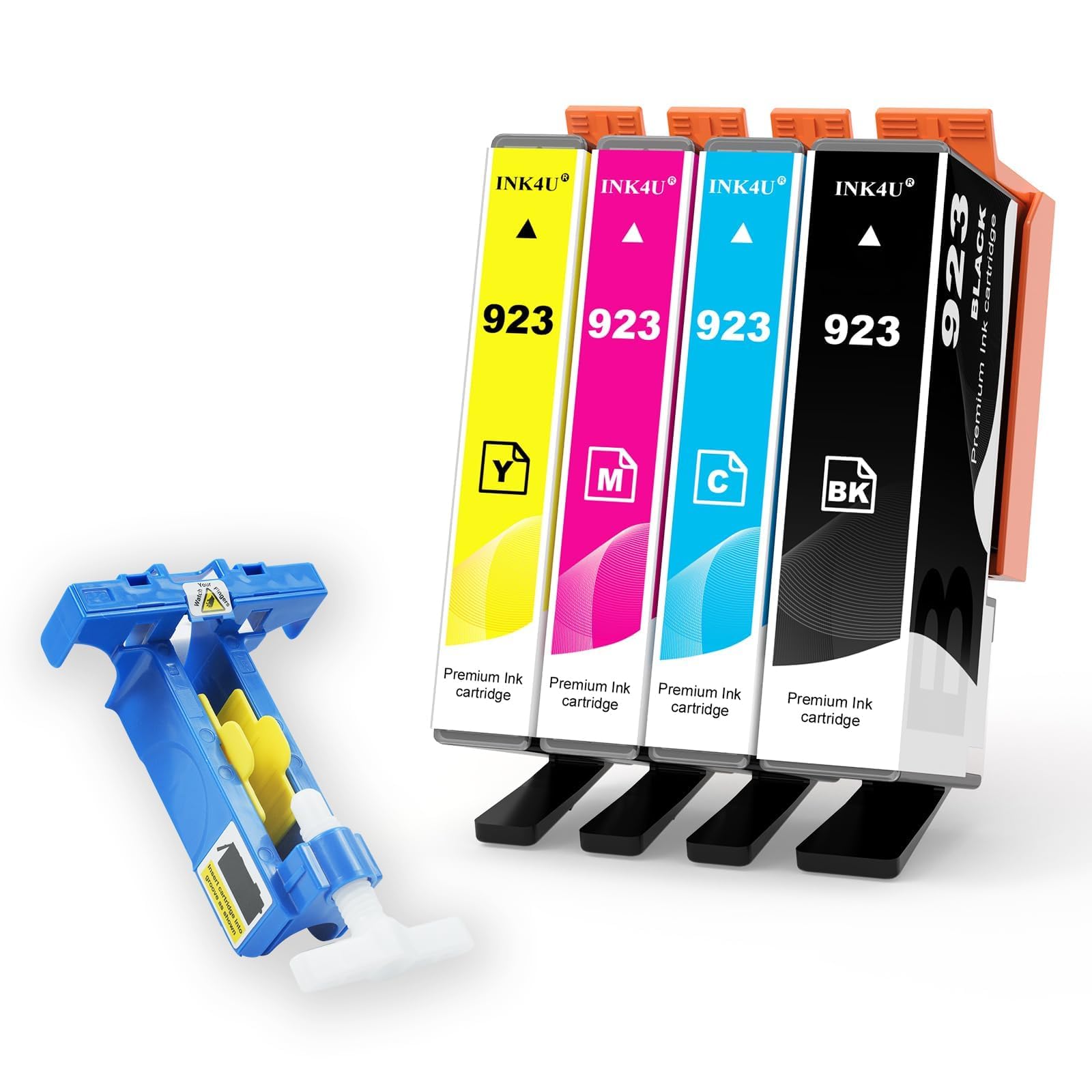 Photo 1 of 923 Ink Cartridges for HP Printers, NO CHIP, Compatible Replacement for HP 923 923e 923XL Ink Cartridges Combo Pack to Work with for OfficeJet Pro 8130e 8135e 8138e 8139e Printer(1BK/1C/1M/1Y, 4 Pack)