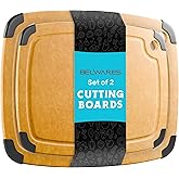 Dishwasher Safe Cutting Boards for Kitchen - Set of 2 Large Composite Wood Cutting Boards with Juice Groove, Non-Slip Feet & Lightweight Eco-Friendly Design 14.5" x 11" and 11.7" x 9.3"