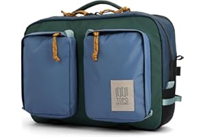 Topo Designs Global Briefcase - Bold Daily Carry Bag, Commuting Travel Pack with Oversized Zips, Signature Denver Style (Eco-Friendly/Stone Blue/Forest)