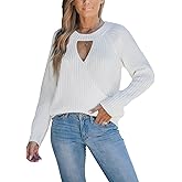 CUPSHE Women's 2024 Fall Cutout Pullover Sweaters Long Sleeve Ribbed Knit Wrap Jumper Tops