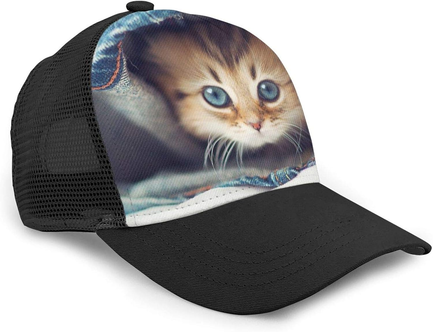 Animal Cat Baseball Dad Hat Grid Hats Summer Adjustable