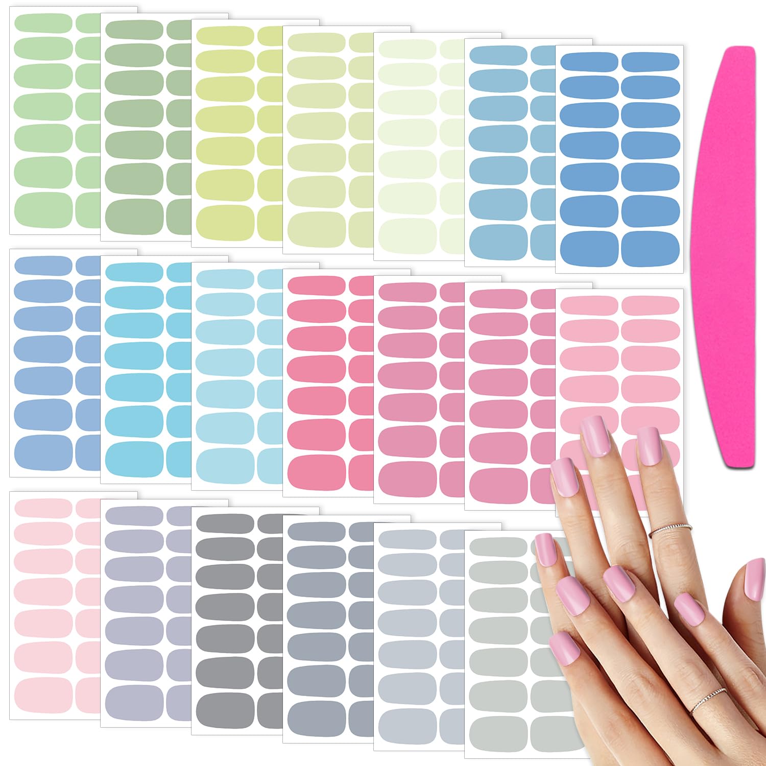 Photo 1 of SILPECWEE Nail Polish Strips (20 Sheets, Light Color), Spring Nail Polish Stickers Full Nail Wraps Self Adhesive Nail Stickers Gel Strips Fingernail Sticker Nails for Women with File