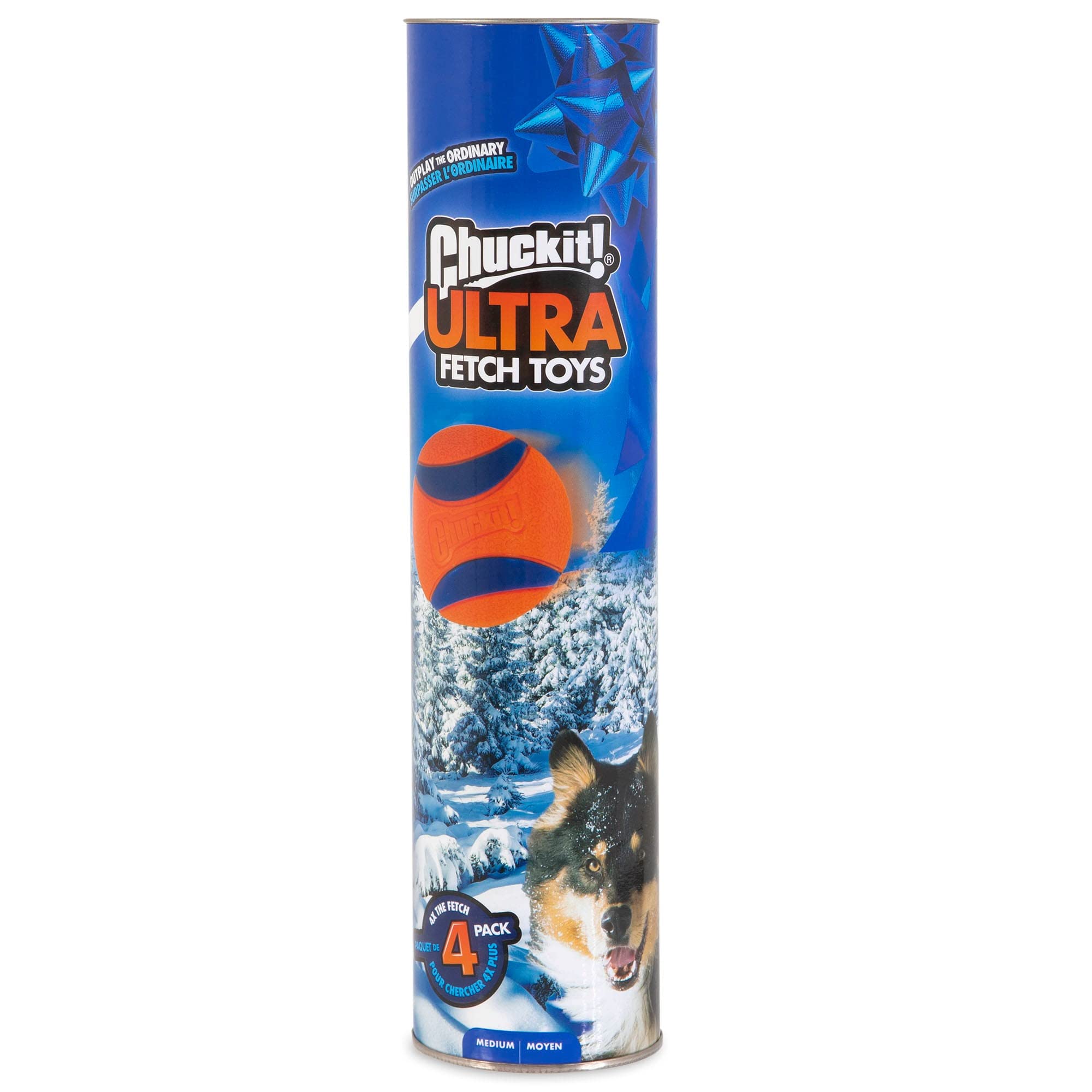 Chuckit! Ultra Rubber Dog Balls 4 Pack | Indestructible Dog Toy, Compatible with Chuck It Ball Launcher | Medium Size Dog Toy Balls