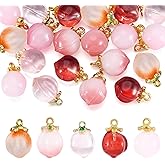 Sparkeads 20 pcs Peach Charms Glass Crystal Pink Pendants Fruit Summer Food Dangle Charm with Golden Finding for Jewelry Craft Necklace Bracelet DIY Women Earring Accessory Decoration